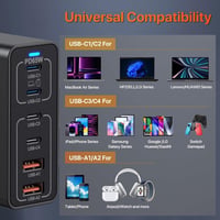Baseus 165W GaN USB-C töltőállomás 6 portos, MacBook/iPhone/Samsung kompatibilis 2
