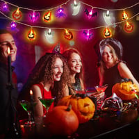 CHMMY Halloween LED Fényfüzér 20 LED-del - Tök, Szellem, Denevér Díszekkel - 2 Világítási Mód, Vízálló, Beltéri-Kültéri Dekoráció 7