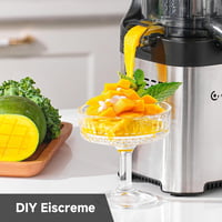 AMZCHEF Slow Juicer - 120 mm Széles Adagolónyílás Egész Gyümölcsökhöz - Gyorsan Tisztítható Gyümölcsprés 2 Pohárral - Ezüst 6