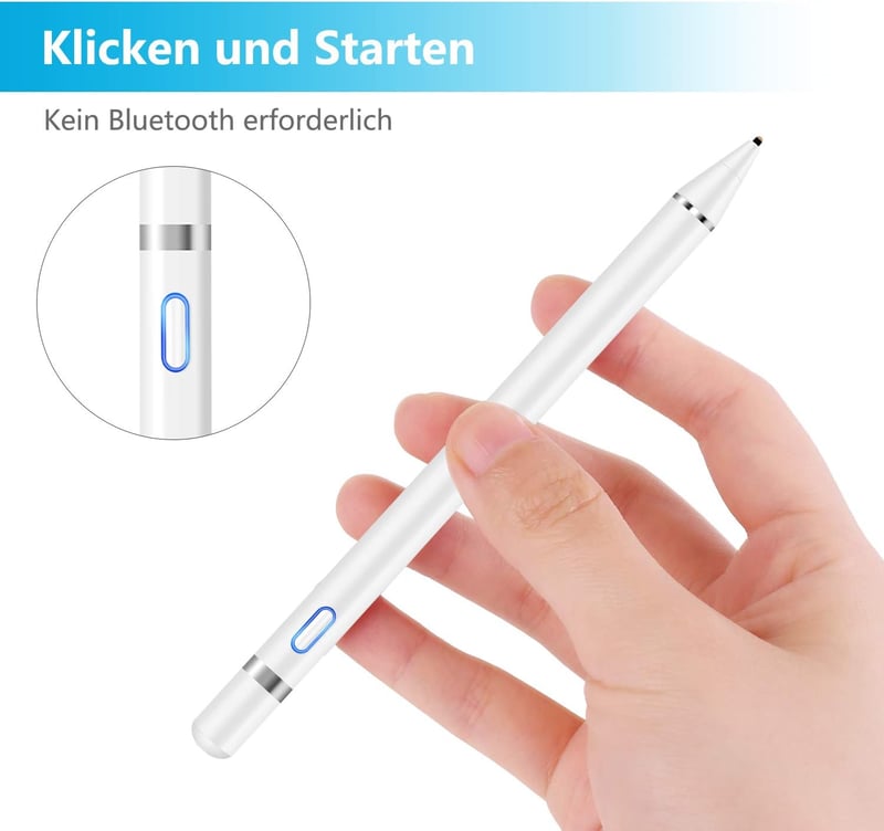 Mixoo 1,5 mm-es újratölthető érintőceruza iPad és okoseszközökhöz - Fehér