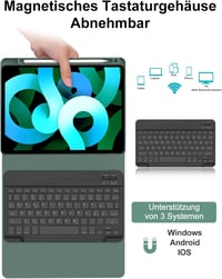 FOGARI Billentyűzetes Tok iPad Air 6 11" (M2 2024) és Pro 11 2022-2018 Készülékekhez - Levehető QWERTZ Bluetooth Billentyűzet, Ceruzatartó 5