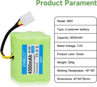 CITYORK NiMH Akkumulátor Csomag Neato XV Robotporszívókhoz - 2db 7.2V 4500mAh - XV-11/12/14/15/21/25 Modellekhez - Hosszú Élettartam 6