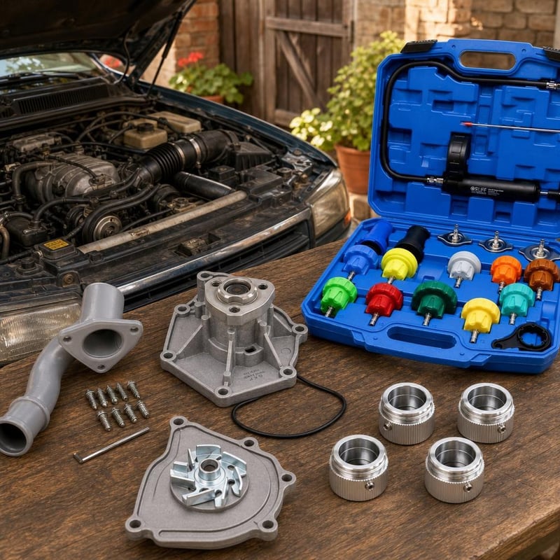 Set za popravak hlađenja: kućište termostata + brtve pumpe vode + 18-dijelni tester + 4x adapter