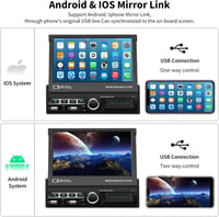 Hikity 7"-os motoros kijelzős 1DIN autórádió, Bluetooth, tolatókamera, Android/iOS tükrözés 3