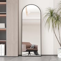 AUFHELLEN Ívelt Álló Tükör 165x60 cm - Fekete Fém Kerettel, HD Minőségű Teljes Alakos Tükör, Falra Akasztható, Nappali és Hálószoba Tükör 8