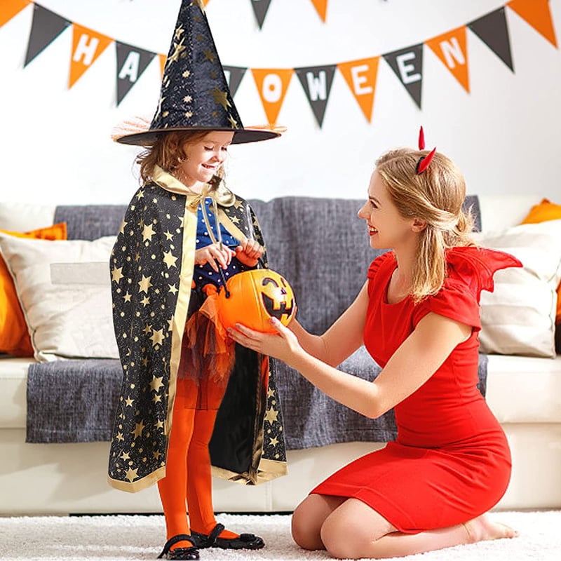 Gyerek Varázsló Köpeny Kalappal - Halloween Boszorkány Jelmez