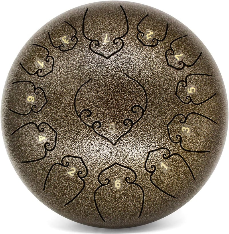 Amkoskr 30 cm-es C-dúr Acélnyelv Dob 13 Hangú Kávébarna HandPan Ütőkkel és Táskával