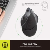 DeLUX M618G GX ergonomikus vezeték nélküli függőleges egér, csuklótámasszal, karpális alagút szindrómára 3