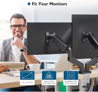BONTEC Dupla Monitortartó Kar 13-27 Colos LED LCD Képernyőkhöz, Gázrugós, Állítható, Forgatható VESA Konzol, C-Bilinccsel, 6,5 kg Teherbírás 2