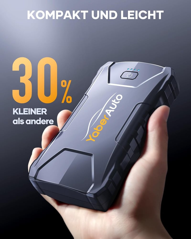 Yaber 2000A Autós Indításrásegítő Powerbank 7L Benzin/5,5L Dízel Motorokhoz, LED Lámpával