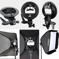 Godox 80x80 cm Összecsukható Univerzális Softbox S-típusú Speedlite Tartóval - Bowens Rögzítésű Vakuhoz, Állítható Irányú Fényformáló Stúdió 1
