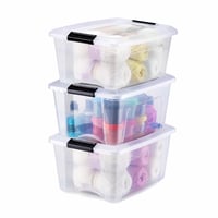 Priehľadný úložný box Iris Ohyama NTB-15 s vekom a uzamykateľnými klipmi, 15 l, 29x39,5x18,5 cm, stohovateľný, bez BPA, sada 3 ks 2