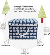 Cutie de depozitare pliabilă Fcalvy cu capac - Cutie de jucării cu model Urs Polar pentru copii, pentru haine - Material bumbac, 38x25x25 cm 3