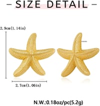 GUIZIYAO Arany Tengeri Csillag Fülbevaló Nőknek - Vintage Stílusú Strandékszer, Elegáns Bedugós Aranyozott Fülbevaló Lányoknak 2