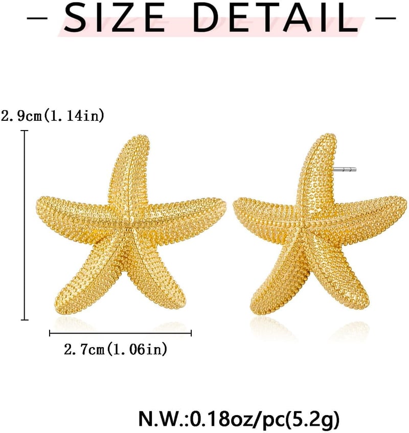 GUIZIYAO Arany Tengeri Csillag Fülbevaló Nőknek - Vintage Stílusú Strandékszer, Elegáns Bedugós Aranyozott Fülbevaló Lányoknak