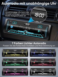 CAR Bluetooth autórádió 7 színű LCD kijelzővel, 4x65W, FM/AM/USB/AUX 3