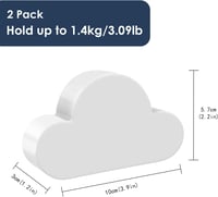 MoKo Mágneses Kulcstartó - 2 db Felhő Alakú Fali Kulcstároló, Fúrás Nélküli Ragasztható Akasztó, 1,5 kg Teherbírás, Fehér 4