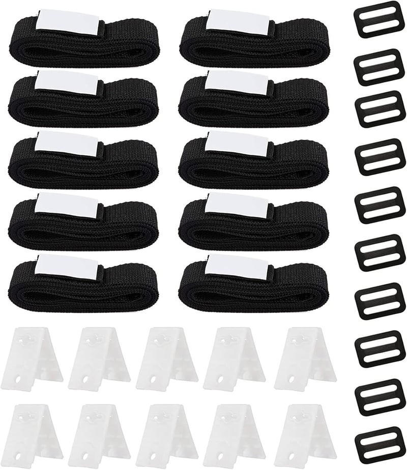 Poweka Medence Szolártakaró Rögzítő Készlet - 10 Univerzális Pánt, 10 Rögzítőlap és 10 Csat - Nylon Anyagból, 8-16 mm Takarókhoz