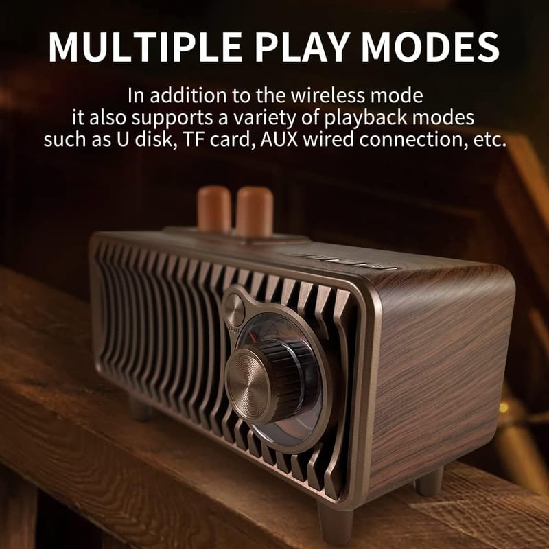 CYBORIS Retro Bluetooth Rádió - Dió Fa, 20W Sztereó, FM, USB/TF/AUX