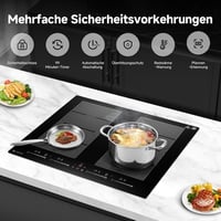 AMZCHEF 60 cm-es Indukciós Főzőlap 2 Flex Zónával, 4 Főzőmezős, 9 Teljesítményszint + Booster, BBQ és Melegen Tartó Funkcióval, 7400W 7