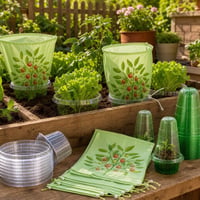 Pachet Protecție Grădină: 12x inele anti-melci + 24x gulere cu plasă + 1x clopot protecție plante 1