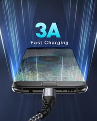 Tartós NINGKPOW Fonott Micro USB Töltőkábel 1m 3