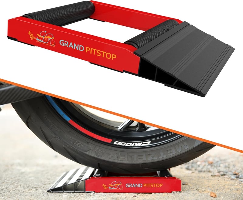 GRAND PITSTOP Motorkerékpár Kerék Tisztító Állvány - Paddock Állvány Helyettesítő - Gumiabroncs Tisztításhoz és Lánc Kenéshez - 270 kg-ig