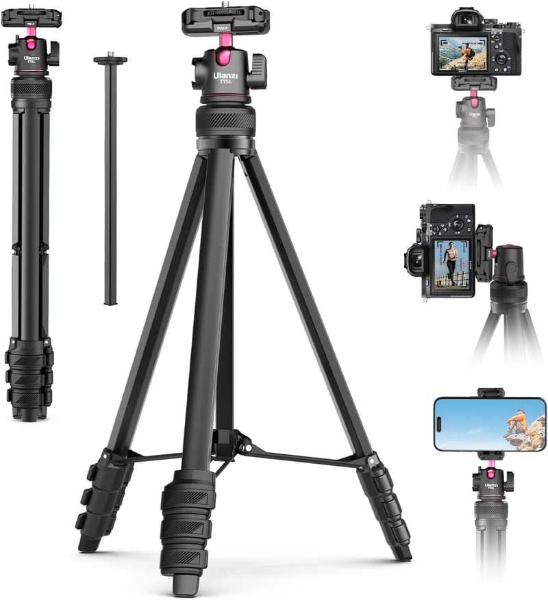 ULANZI TT51 kompakt állvány távirányítóval, 360°-os gömbfejjel, 138 cm-ig nyújtható, iPhone és Samsung okostelefonokhoz