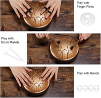 LEKATO 6" Acél Tongue Drum – 11 Hang, D Hangnem, Arany Gyöngyház, Tárolótáskával, Relaxációhoz és Hangterápiához 3