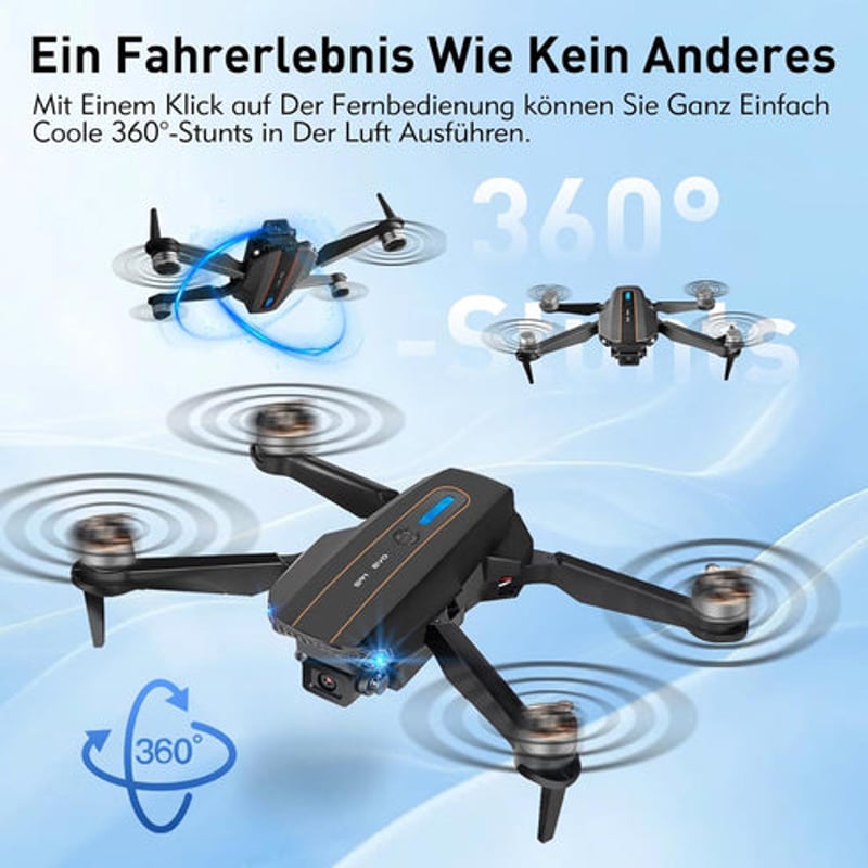 4K HD kamerás drón gyerekeknek – Összecsukható FPV quadcopter táskával, körrepülés, 3D bukfenc, egygombos visszatérés, headless mód