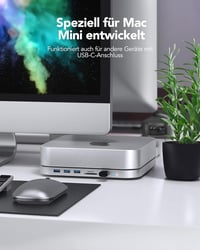 AGPTEK Type-C Hub Mac Mini M1 M2 Dokkoló Állomás - NVMe/SATA SSD Bővítőhely, Kártyaolvasó, USB Portok, Ezüst 5