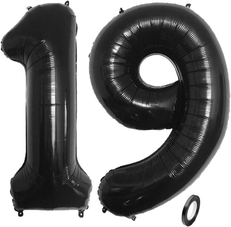 Fekete 19-es Héliumos Szám Lufi Születésnapra