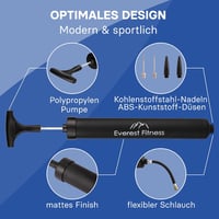 EVEREST FITNESS Labdapumpa 30 cm - Kézi Pumpa Futball, Kosárlabda, Röplabda és Kerékpár Felfújásához, 2 Tűvel és Levehető Csővel, 100g 2