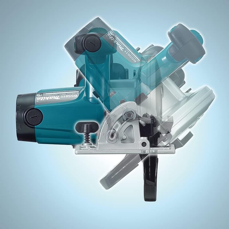 Makita DSS611Z 18V Akkumulátoros Körfűrész, LXT Sorozat, 3700 RPM, 165mm Fűrészlap, Kék/Ezüst, Csak Géptest