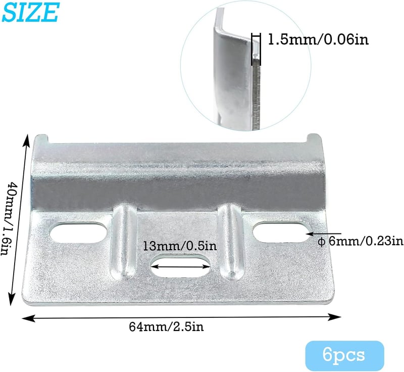 GIAK Fém Tartólemez Szett - 6 db 60 mm-es Horganyzott Acél Fali Konzol Szekrényekhez, Tükrökhöz, Polcokhoz Csúszásgátlóval