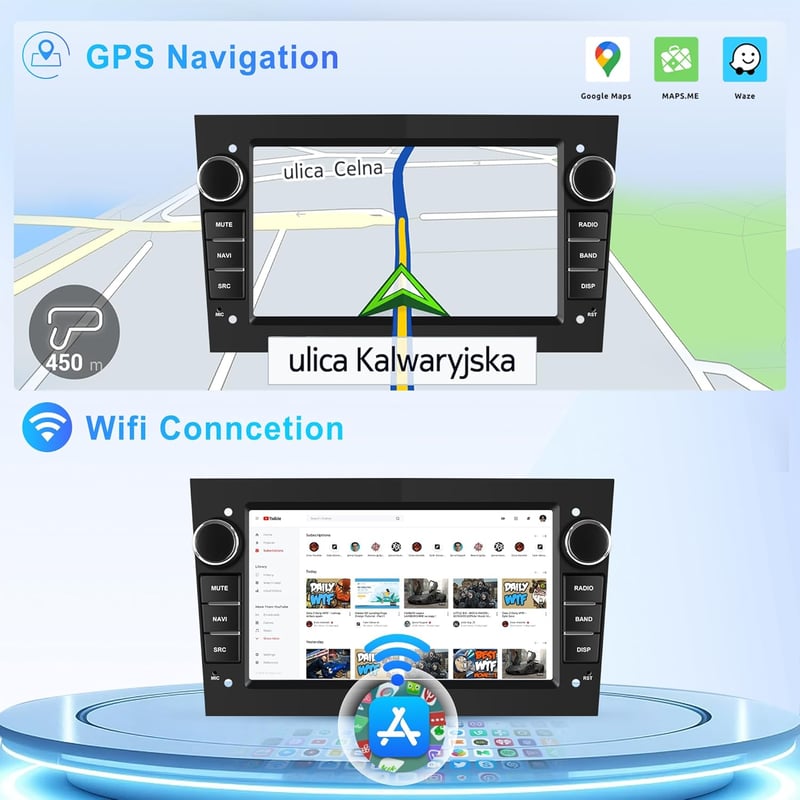 Rimoody Android 13 Autórádió 2 DIN Opel Astra Antara Vectra Corsa Zafira Meriva Vivara Vivaro - 7" GPS Navigáció WiFi Carplay Bluetooth FM/R