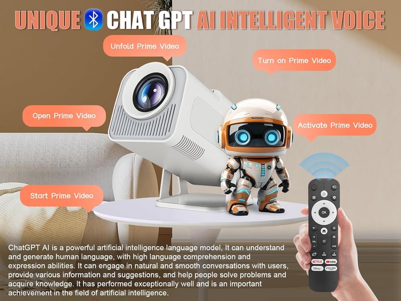 Alwtniet HY320 NTV Android 13 Mini Okos Projektor 4K - 320 ANSI Lumen, WiFi, Bluetooth 5.2, ChatGPT Hangasszisztens, Hordozható Házimozi