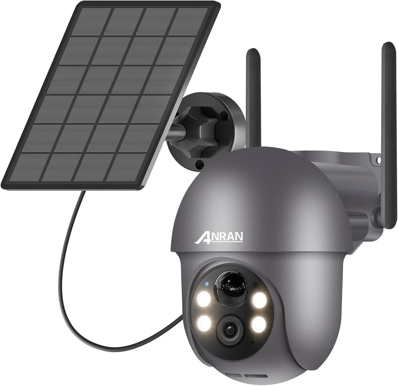 ANRAN 2K Kültéri WiFi Biztonsági Kamera 360° Forgatható Napelemes PIR Mozgásérzékelővel, Reflektorfénnyel, Kétirányú Hanggal, Éjjellátóval, 