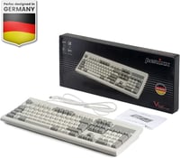 Perixx PERIBOARD-106M Retro USB Billentyűzet - Ergonomikus, Teljes Méretű, Szürke-Fehér 6