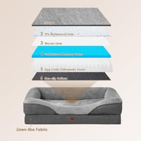 EHEYCIGA Ortopéd Kutyaágy Nagy Kutyáknak, 106x76 cm Memory Foam, Mosható Vízálló Kutyafekhely 4 Oldallal, Szürke 2