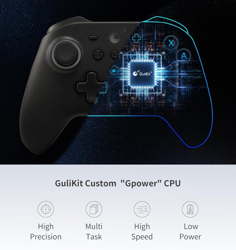 GuliKit KK3 Pro Vezeték Nélküli Kontroller Nintendo Switch/OLED/PC/Steam Deck Eszközökhöz - Hall Joystick, 1000Hz Válaszidő, Maglev Rezgés,