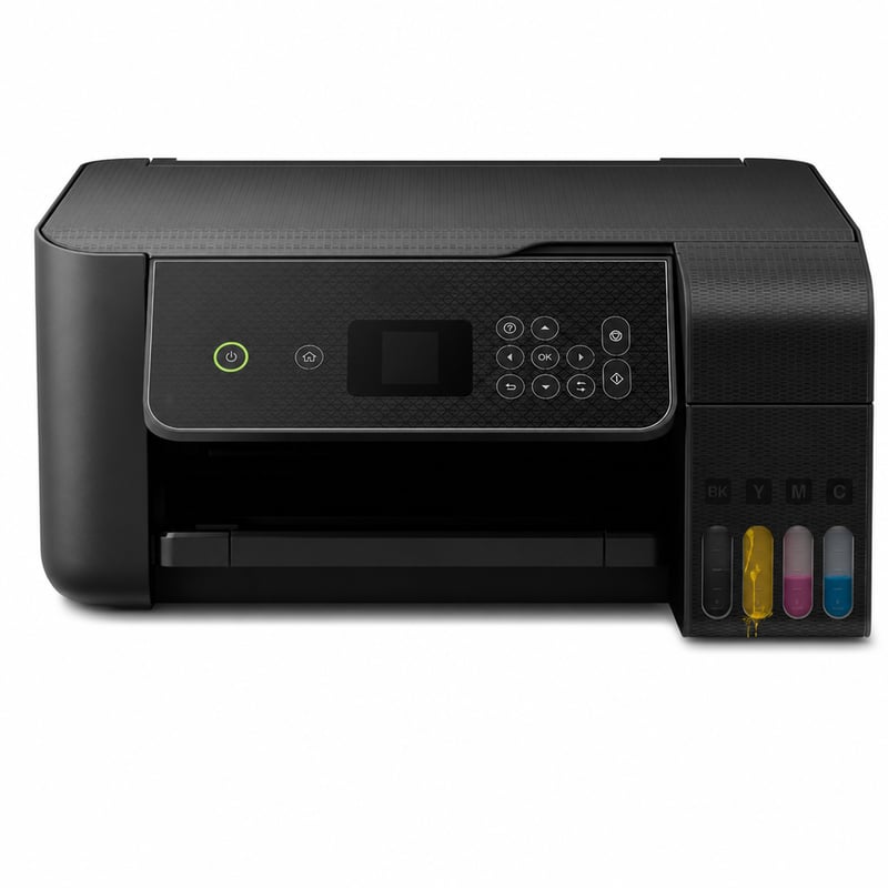 Epson EcoTank ET-2870 A4 Wi-Fi atramentová tlačiareň s nádržkami — sada atramentov je spotrebovaná a žltá farba vytiekla (stav: pozri 2. obrázok)
