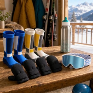 Zimski paket za skijanje: vodootporne rukavice + 2 para čarapa + dječje naočale + termosica 350 ml