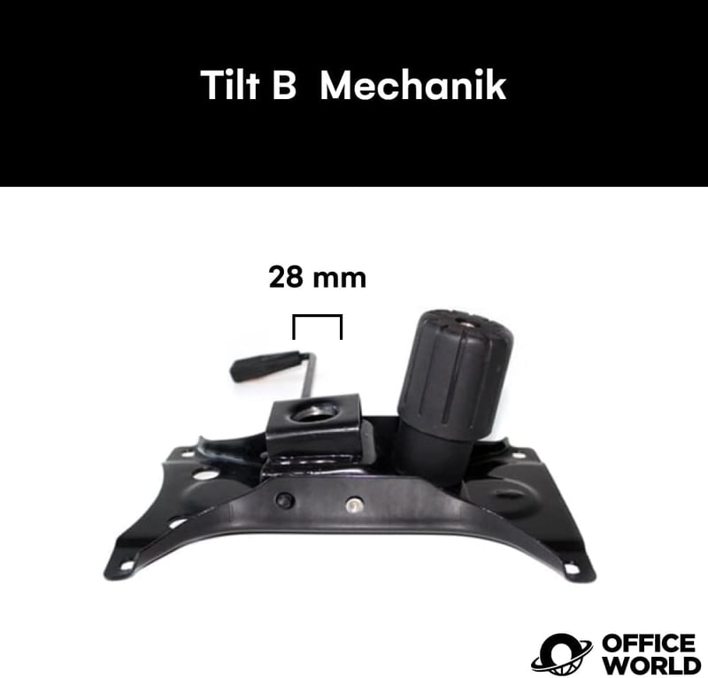 Placă de bază mecanică pentru scaun de birou OfficeWorld, placă metalică basculantă Tilt-B cu capacitate portantă de 200 kg, piesă de schimb scaun pivotant cu piston pe gaz reglabil Topstar, Ikea Ko