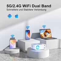 VISULAPEX S1 Full HD Projektor 1080P 15000LM 220" Kijelző 5G WiFi Hordozható Házimozi TV Stick/X-Box/DVD/Laptop/Okostelefon Kompatibilis Feh 4