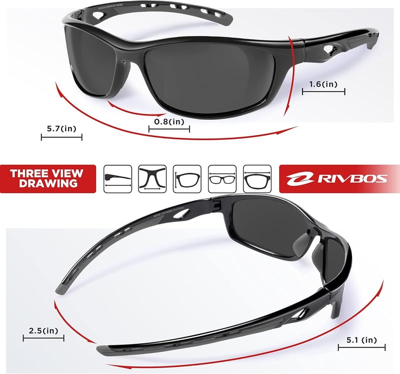 RIVBOS polarizált UV400 sport napszemüveg kerékpározáshoz, futáshoz - unisex