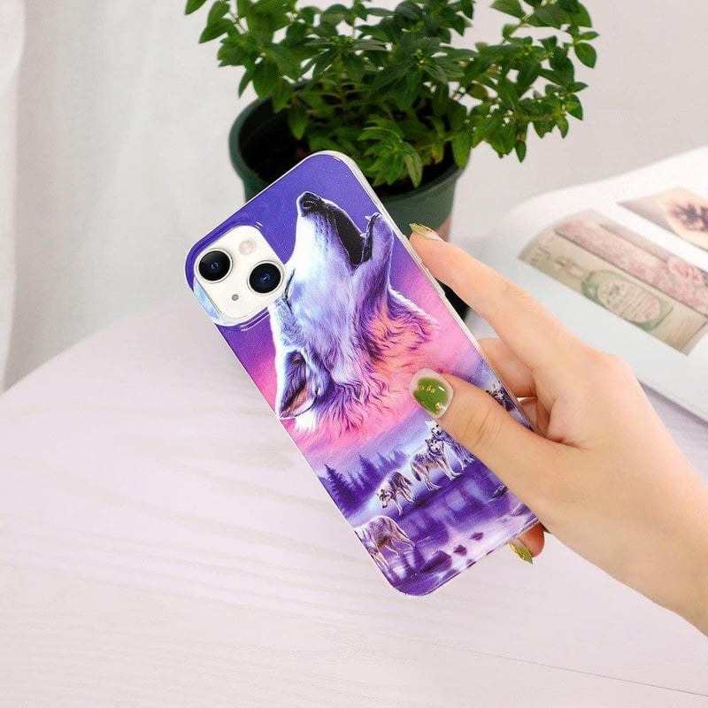 iPhone 13 Mini Foszforeszkáló Farkasos Szilikon Tok