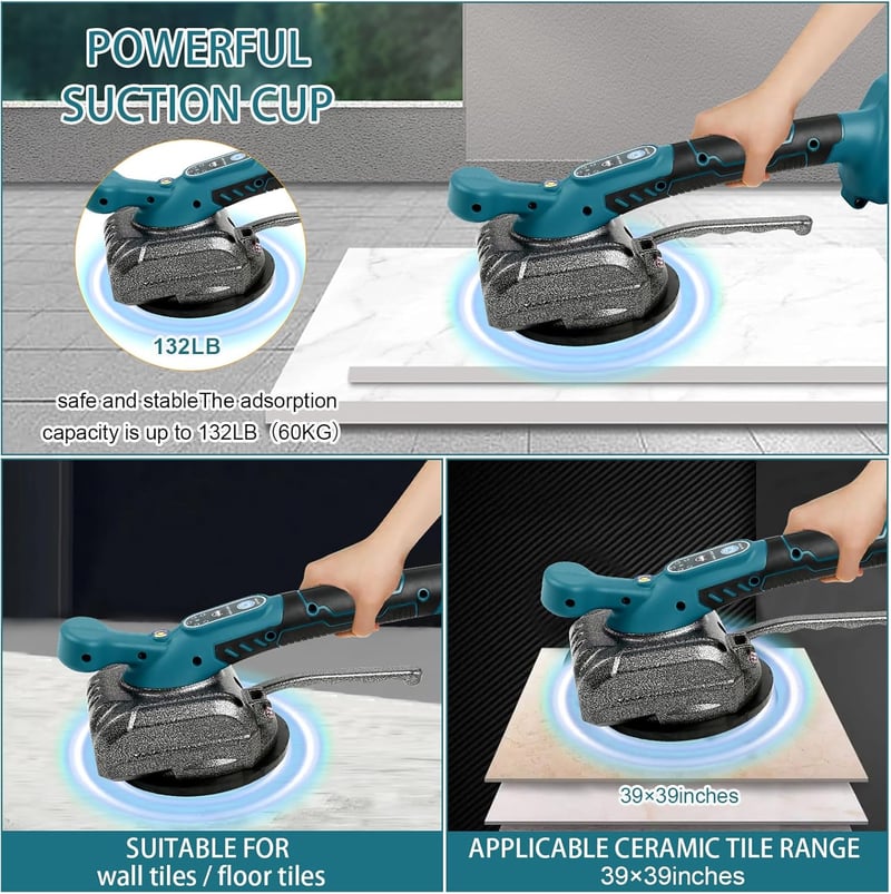 Makita 18V-os csempevibrációs gép, 5 sebességes, 60 kg teherbírású, nagy méretű lapokhoz