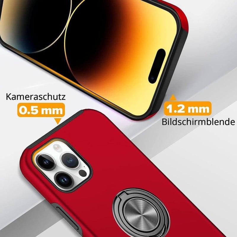 Apple iPhone 14 Pro Piros Mágneses Gyűrűs Szilikon Védőtok