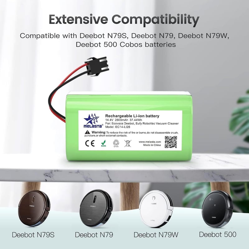 MELASTA 2600mAh Akkumulátor Ecovacs Deebot N79 N79S Tesvor X500 Eufy RoboVac 11 11S 30C 15C 35C Robotporszívó Csere Akku 14.4V
